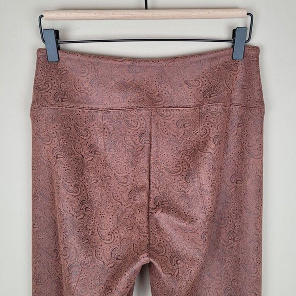 White House Black Market Vegan Suede Runway Leggings Paisley Brown Size 8 - Picture 6 of 11